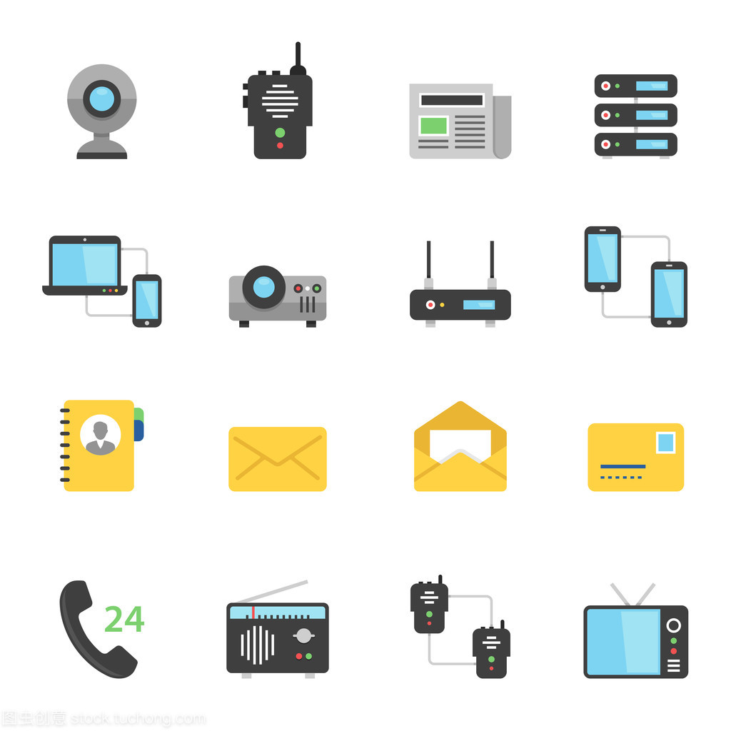 顏色圖標(biāo)集 通信設(shè)備與通訊設(shè)備的視覺設(shè)計